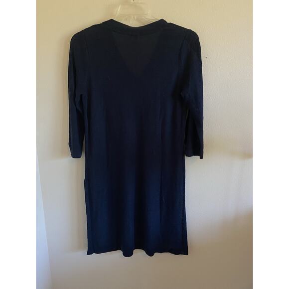J Jill Navy Blue Linen Viscose Vneck Sheer Dress Swim Coverup Womens Small - Picture 5 of 7